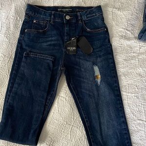 Girls Guess Sequined Ripped Skinny Jeans